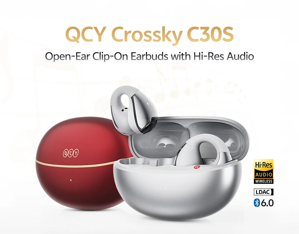 QCY C30S Open Ear Bluetooth Headphones with LDAC Wireless Technology and 40H Playtime - ShopHub
