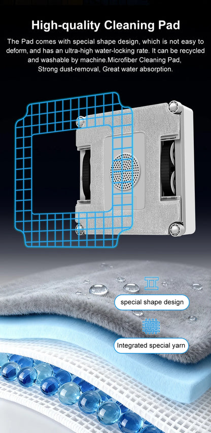 ABIR WD9-4-Way Robot Window Cleaner from ShopHub NZ shown on a clean glass window, demonstrating its multi-directional cleaning capability.
