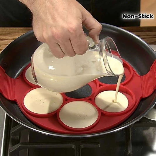 Silicone Non-Stick Pancake & Egg Maker, Easy Baking Frying Tool, Red Kitchen Essential Mini Cooker