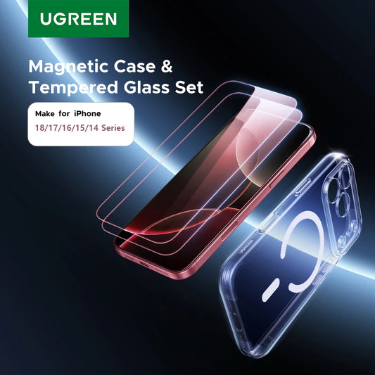 UGREEN Magnetic Case & Glass Screen Protector Bundle for iPhone 18, 17, 16, 15, 14 & 13 Pro Max