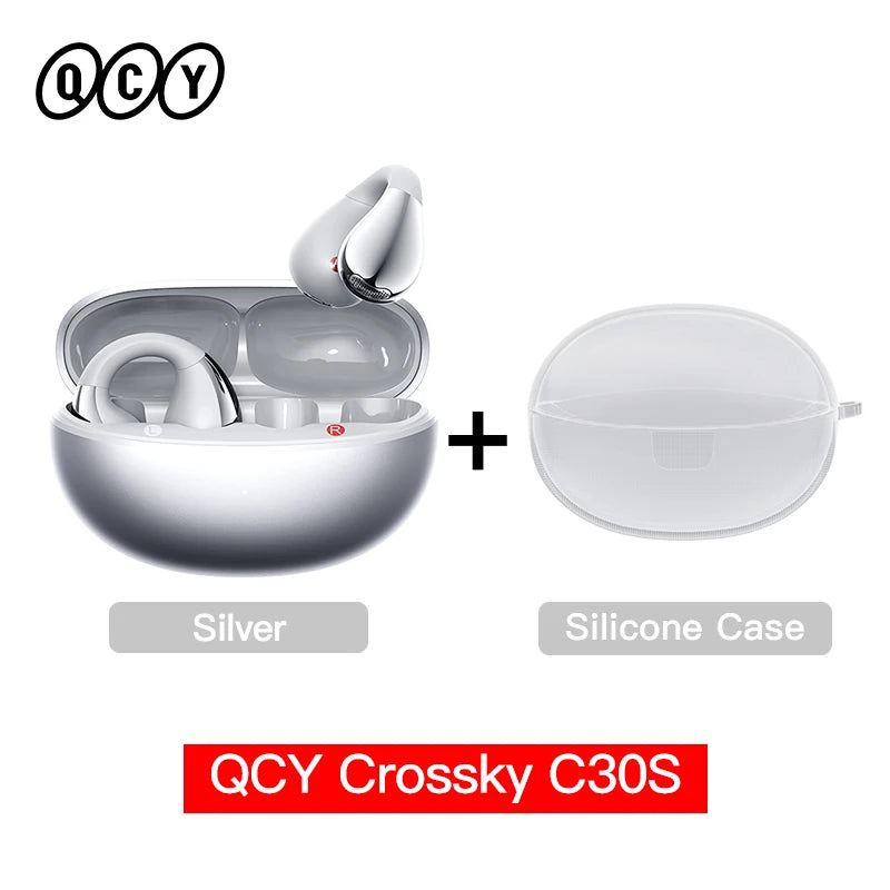 QCY Crossky C30S Wireless Earphones - Hi-Res LDAC Open Ear Clip-On Bluetooth 6.0 Sports Headphones with 40H Battery Life - ShopHub