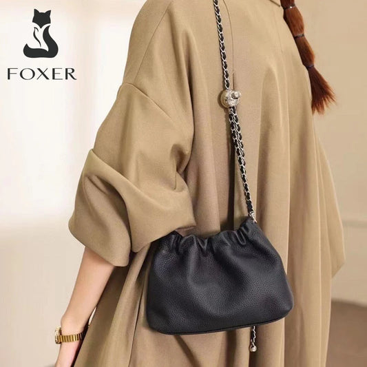 FOXER Brand 2026 New Chic Small Crossbody Bag for Women Genuine Leather Fashion Mini Female Shoulder Bag Lady Chain Phone Purse