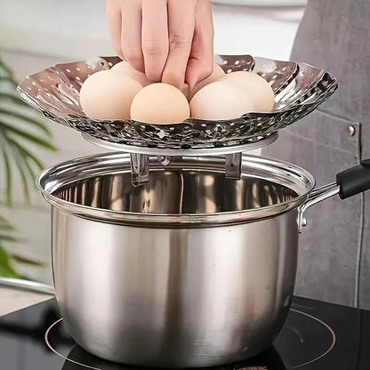 Foldable Stainless Steel Steamer, Collapsible Cooking Rack for Kitchen Restaurant, Multi-Purpose Food Steamer