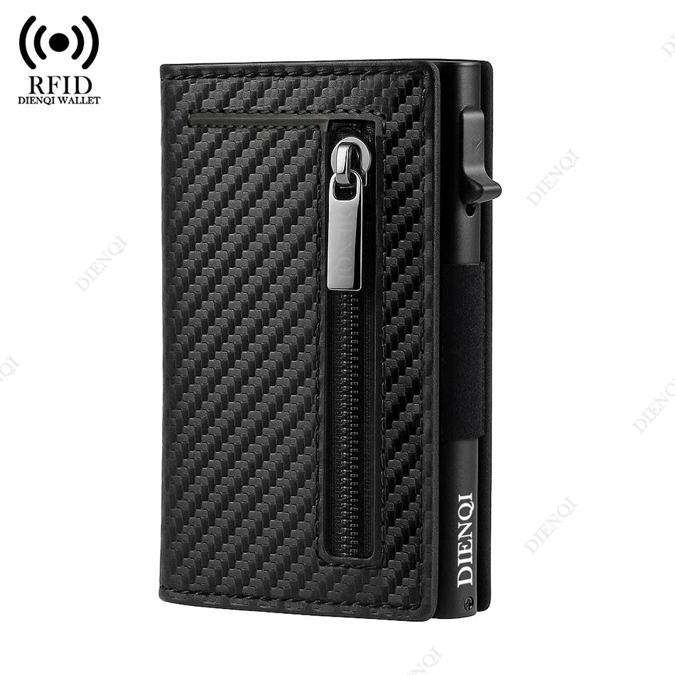 Anti-theft Credit Card Holder Men Wallets Rfid Blocking Aluminum Leather Pop Up Minimalist Wallet Cardholder Wallets for Men