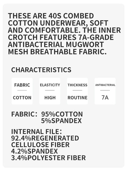 MiiOW Combed Cotton Men's Boxers - 40S Antibacterial Breathable Underwear 7A Soft Boxershorts - ShopHub