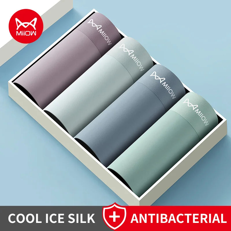 Breathe Easy with MiiOW Breathable Men's Ice Silk Underwear - 4-Pack