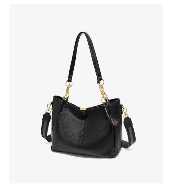 FOXER Genuine Leather Women's Elegant Shoulder Bag Simple Casual Tote Bag Large Capacity Multi-use Crossbody Handbag for Daily