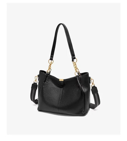 FOXER Genuine Leather Women's Elegant Shoulder Bag Simple Casual Tote Bag Large Capacity Multi-use Crossbody Handbag for Daily