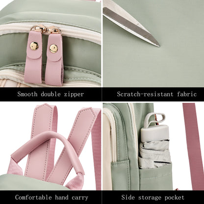 FOXER Women Fabric Backpack Lightweight Travel Shoulder Bag Ladies Multi‑pocket School Bag Casual Daily Female Rucksack