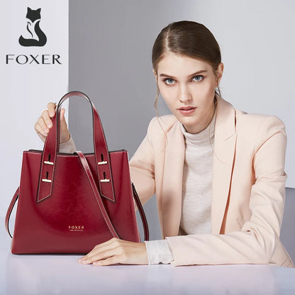 High Quality Women Split Leather Handbag Fashion Workplace Big Capacity Tote Bag Commuter Crossbody Shoulder Bags Mother's Gift