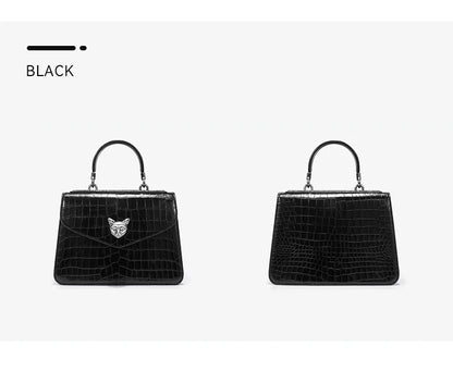 BAFELLI Crocodile-Pattern Leather Business Flap Bag
