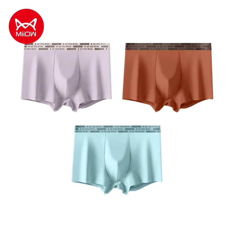 MiiOW Men's Antibacterial Cotton Underwear - 3Pcs Boxer Shorts - ShopHub