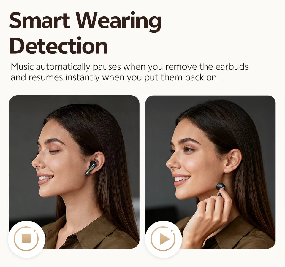 QCY AilyBuds E50 Wireless Earbuds with Bluetooth 6.0, Spatial Sound, 11mm Drivers, In-Ear Detection, HT11 Bass Boost, and 40H Playtime - ShopHub