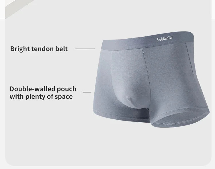 MiiOW Antibacterial Modal Men Underwear - 3 Pcs Breathable Boxers - ShopHub