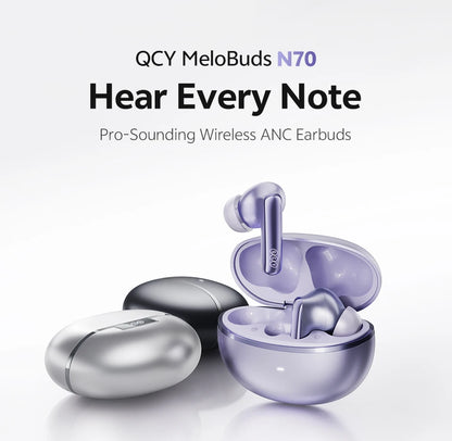 QCY MeloBuds N70 Wireless Earphones with Hybrid Adaptive ANC, Hi-Res Sound, and 50Hrs Battery Life - ShopHub