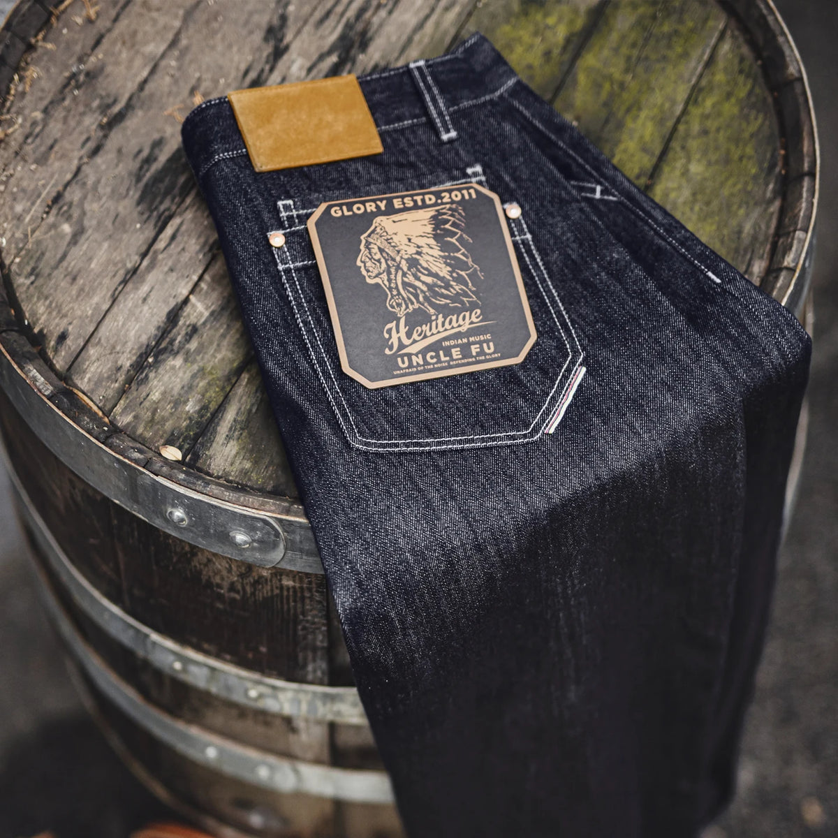 Maden Men's Vintage 12oz Washed Denim Jeans