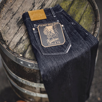 Maden Men's Vintage 12oz Washed Denim Jeans