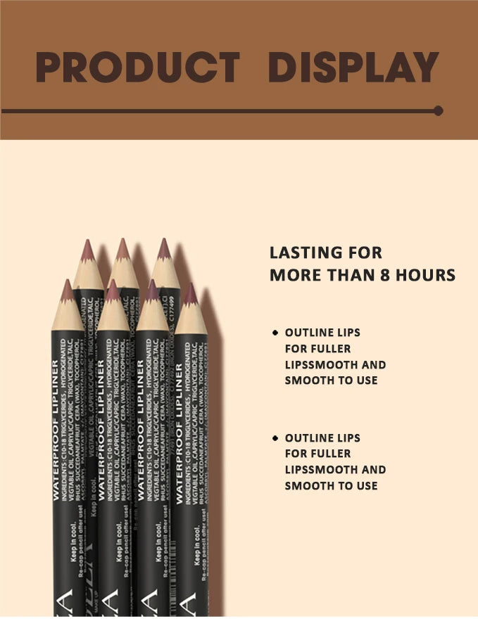 6 PCS/SET Ultra-Fine Wood Lip Liner Set