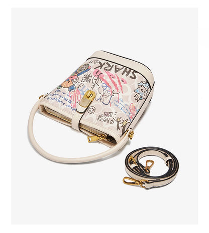 FOXER PU Leather Stylish Women's Dating Handbag Premium Commuter Messenger Shoulder Bag Lady Office Prints Bucket Crossbody Bags