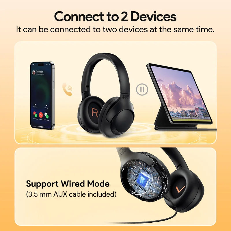 QCY H3 ANC Wireless Headphones with 43dB Hybrid Active Noise Cancellation and 60H Playtime - ShopHub