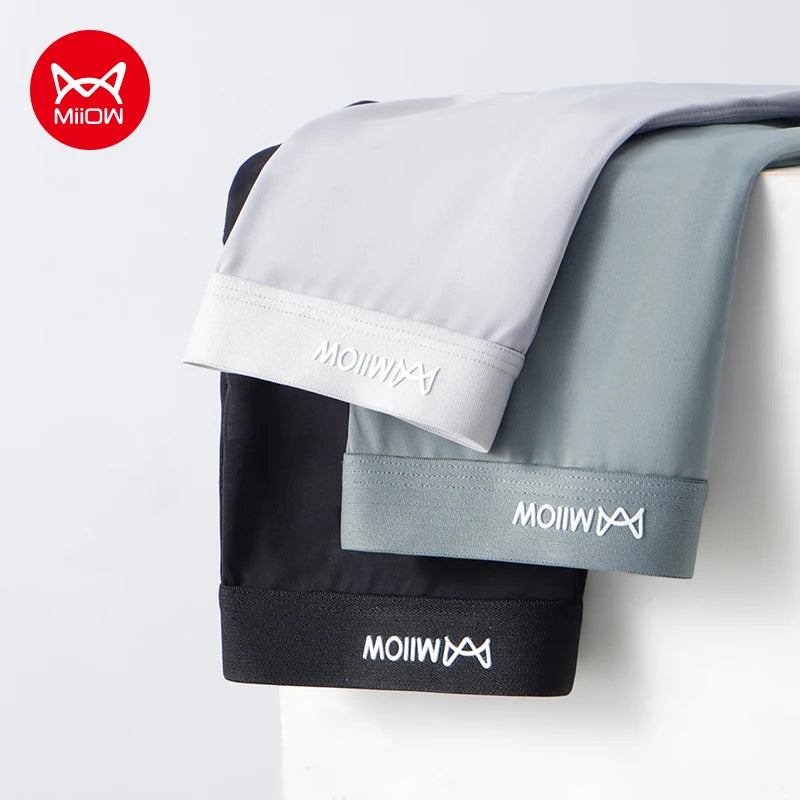 MiiOW Ice Silk Men's Underwear - 3Pcs Graphene Antibacterial Breathable Boxer Briefs - ShopHub