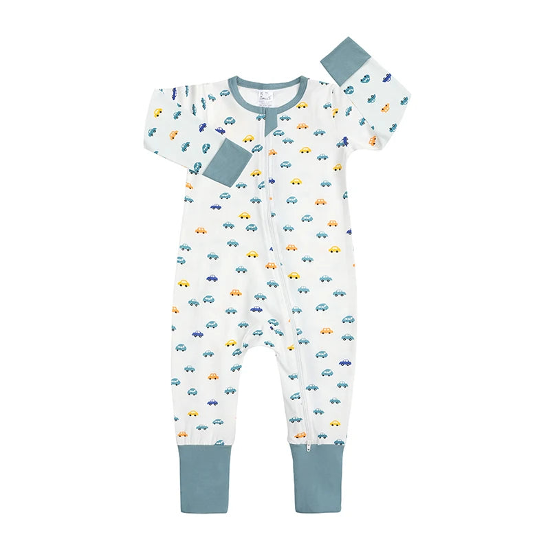 Kids Tales Storytime Cotton-Blend Double-Zip Baby Romper
