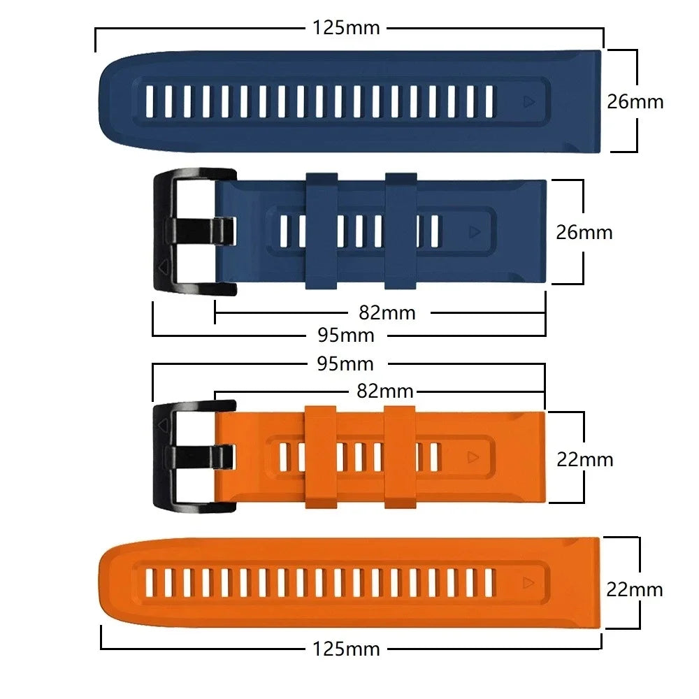 Quickfit Silicone Strap for the Garmin Watch Series (available of various range of models and 46 colours) Habicare