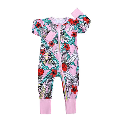 Kids Tales Little Bloom Cotton-Blend Double-Zip Romper