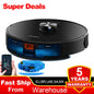 Liectroux Lilin X6 robot vacuum cleaner on hardwood floor, showing sleek design and navigation sensors.