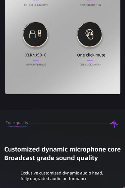 Bluedio S3000 Microphone - USB/XLR Dynamic Mic for Gaming, Streaming, and PS5/4 with Headphone Jack, RGB, and Mute Function - ShopHub