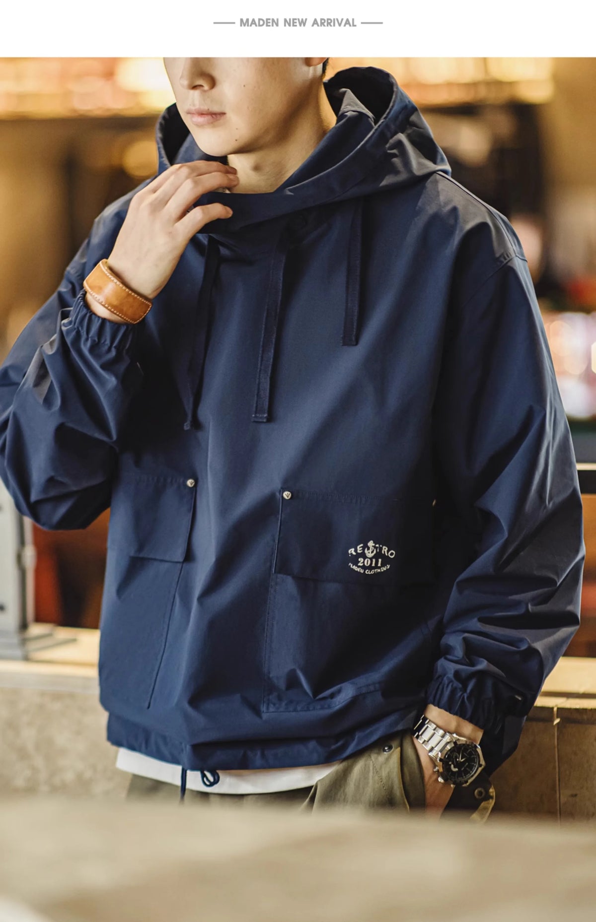 Maden Men's Vintage Deck Smock Hoodies Pullover Jacket