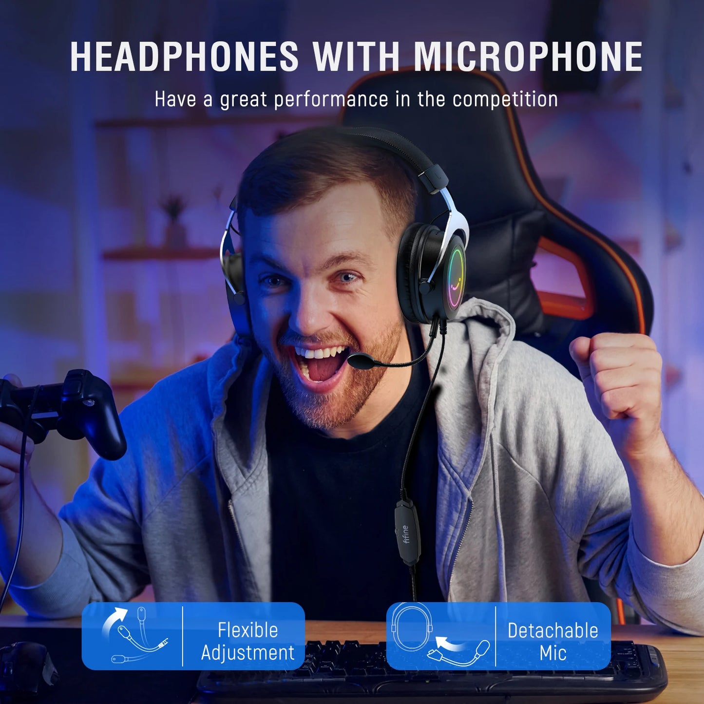 FIFINE Gaming Headset: Experience Immersive Stereo Sound and Stylish RGB Lighting