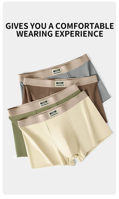 MiiOW 3Pcs Men's Cotton Underwear Antibacterial Breathable Crotch Soft Boxershorts - ShopHub