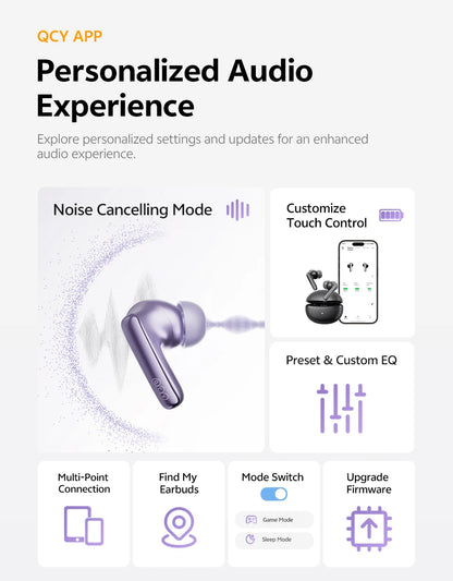QCY HT18 Wireless Earbuds Bluetooth 6.0 with Hi-Res LDAC, Adaptive ANC, Dual-Driver Design, and In-Ear Detection - ShopHub