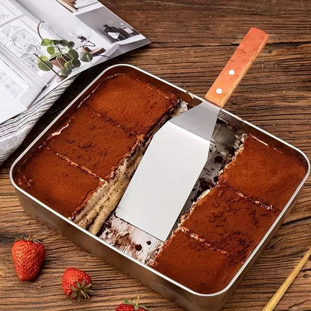 2Pcs Stainless Steel Kitchen Tools Set, 10oz Pot with Wood Handle & Cake Spatula, Durable Daily Kitchen Accessories - ShopHub