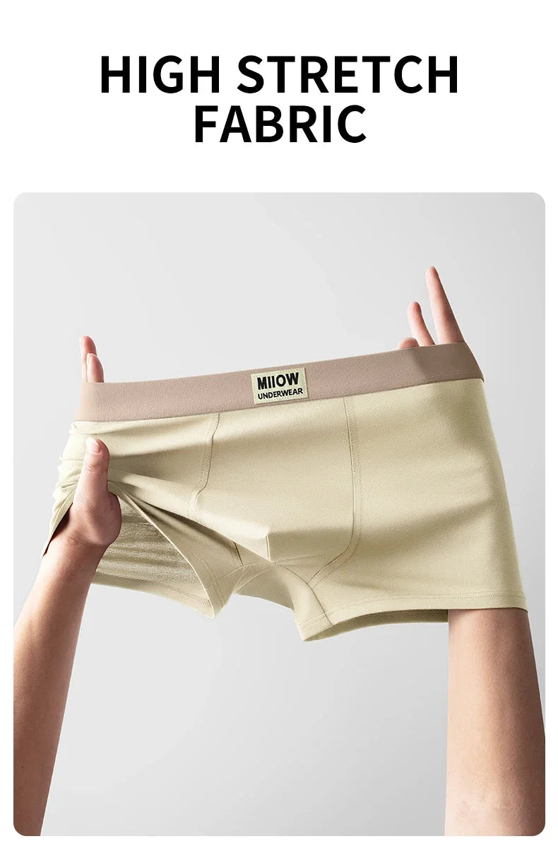 MiiOW 3Pcs Men's Cotton Underwear Antibacterial Breathable Crotch Soft Boxershorts - ShopHub