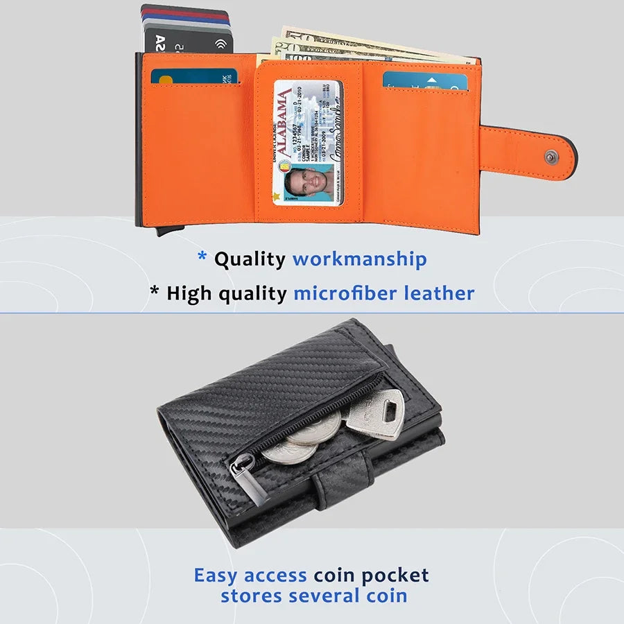 Rfid Genuine Leather Men Wallets Fashion Card Holder Trifold Wallet Money Bags Smart Slim Thin Coin Pocket Wallet Purse