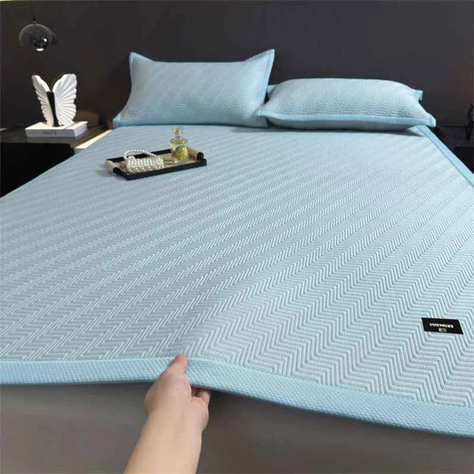 Cool Feeling Summer Mattress Cover PE Fabric Cooling Mat Soft Elasticity Bed Hat Style Mats Single Double Foldable Sleeping Pad