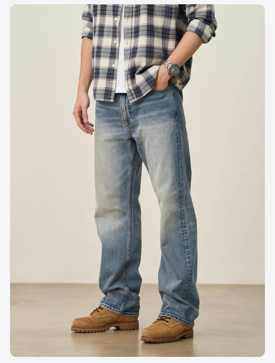 SIMWOOD Loose Relax 13.5oz Heavyweight Washed Vintage Jeans