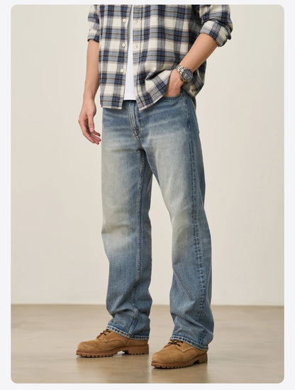 SIMWOOD Loose Relax 13.5oz Heavyweight Washed Vintage Jeans