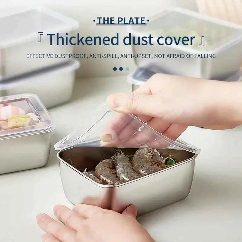 Stainless Steel Food Storage Container with Lid - Airtight Fresh-Keep Box for Fridge | Small Thickened Kitchen Organizer