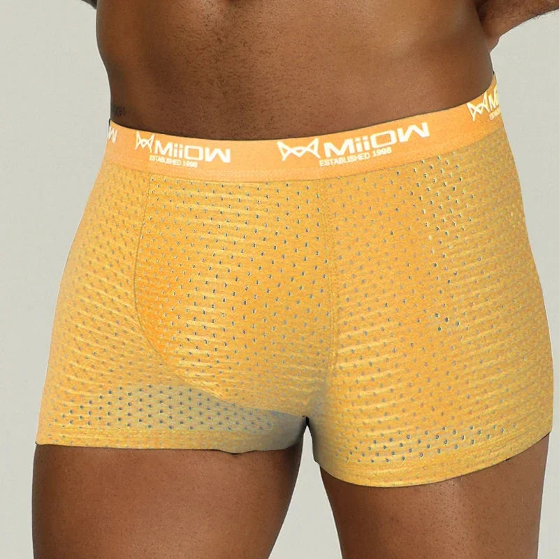 MiiOW Breathable Mesh Men's Underwear - Sexy Ice Silk Boxers - ShopHub