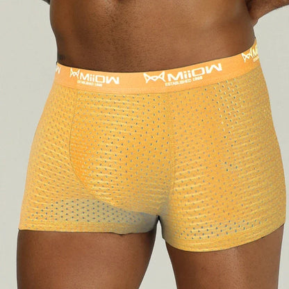 MiiOW Breathable Mesh Men's Underwear - Sexy Ice Silk Boxers - ShopHub