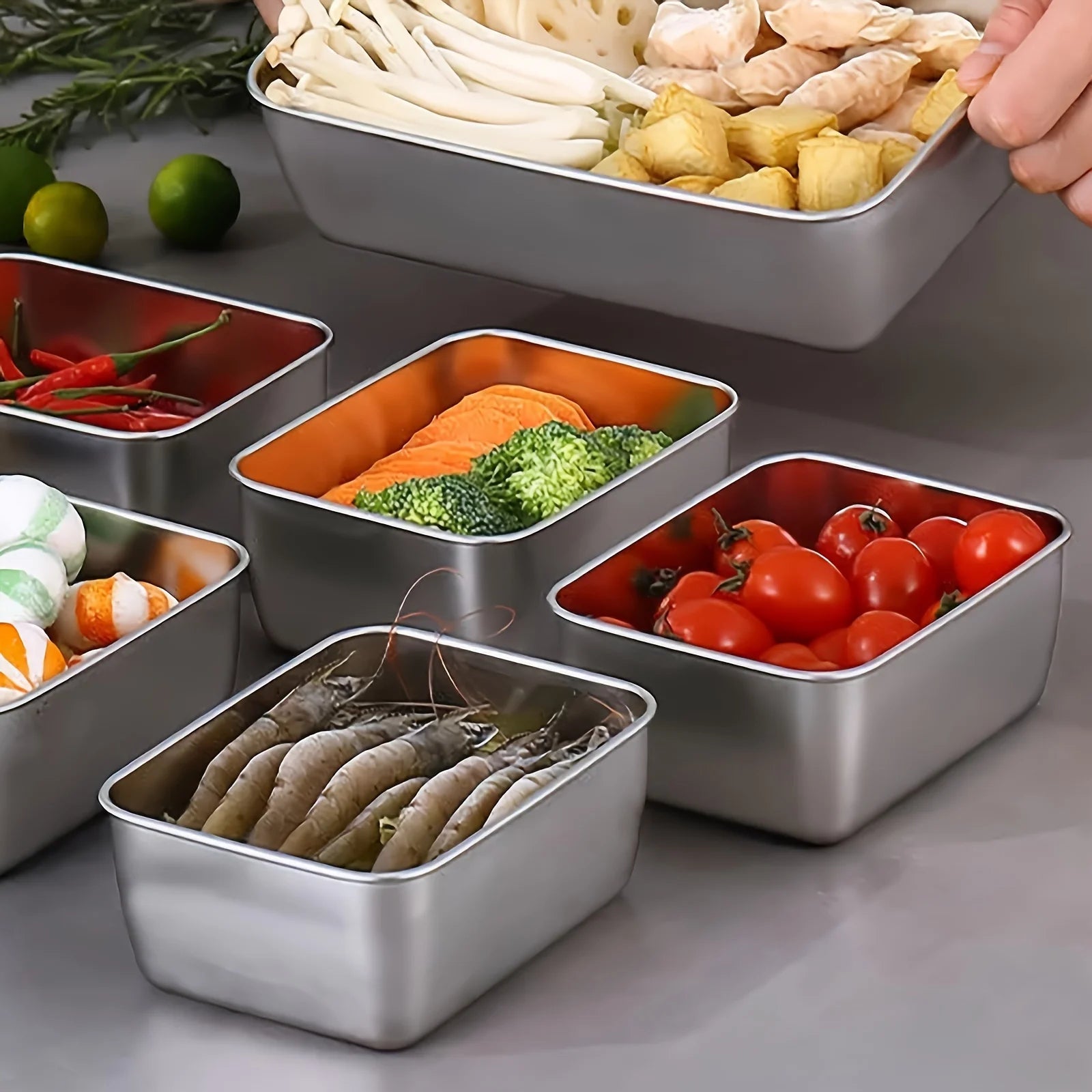 6Pcs Stainless Steel Food Containers - ShopHub
