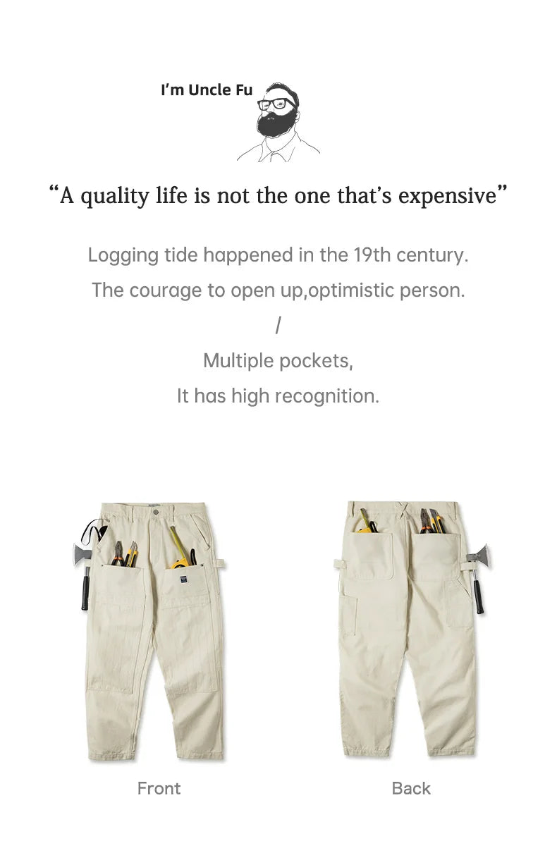 Maden Multi Pockets White Jeans