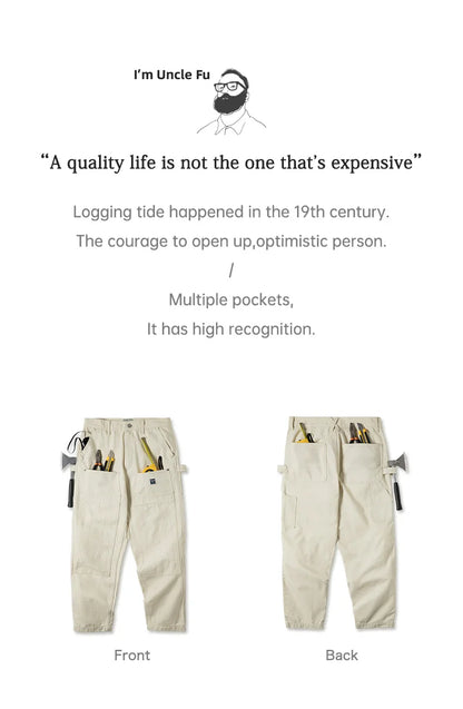 Maden Multi Pockets White Jeans
