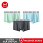 MiiOW 3Pcs Men's Breathable Underwear Ice Silk 10A Antibacterial Boxershorts with 101 Massage Beads - ShopHub