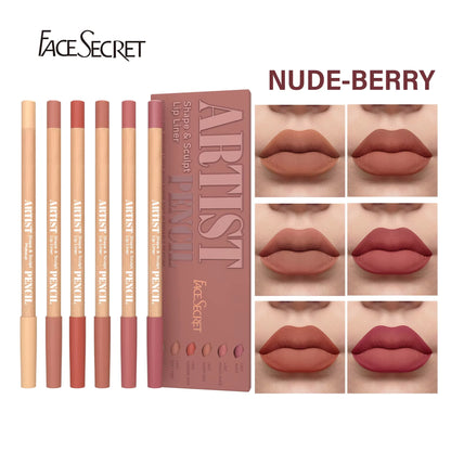 6pcs Velvet Matte Lip Liner Set