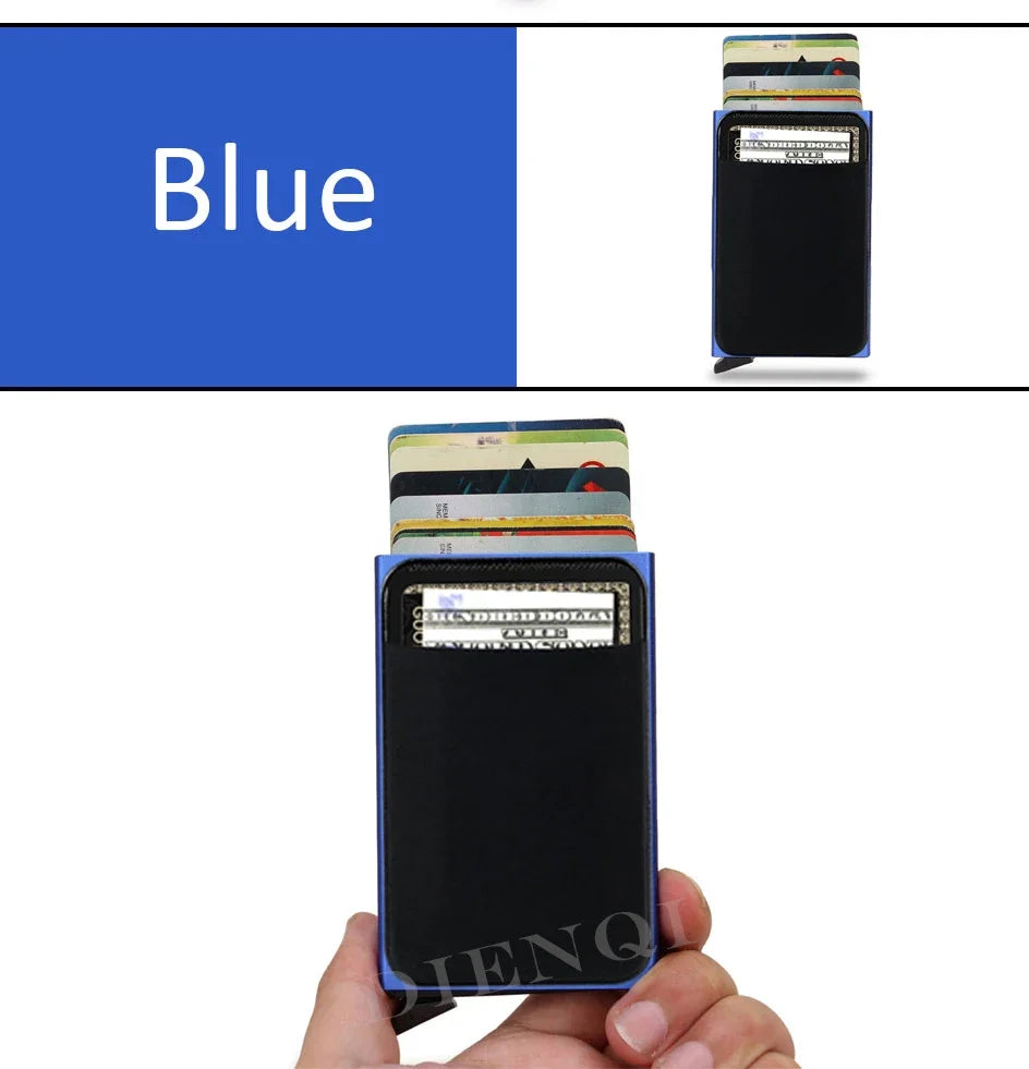 RFID Metal Wallet Double Card Case Pop Up Card Holder 12 Cards Automatic Aluminum Box Cardholder Smart Minimalist Walet for Men