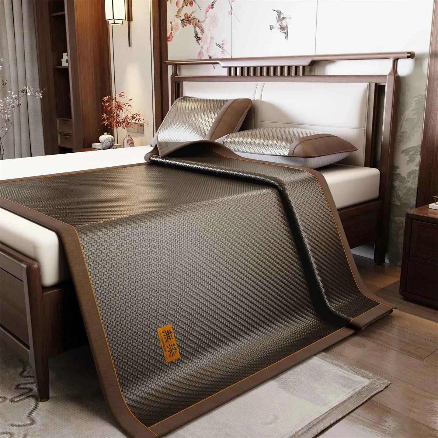 High-end Environmental Friendly PE Ice Rattan Cooling Mat for Bed Summer Super Cool Mattress Cover Breathable Sleeping Cold Pad
